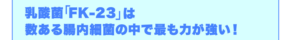 乳酸菌フェカリスFK-23は数ある腸内細菌の中で最も力が強い！